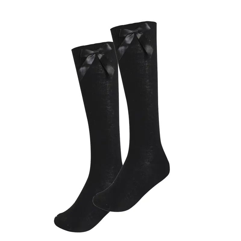 6 PAIRS GIRLS FASHION COTTON KNEE HIGH CHILDREN KIDS SCHOOL SOCKS WITH BOW SIZE 6-8, 4-6.5 infants to wmens size 1