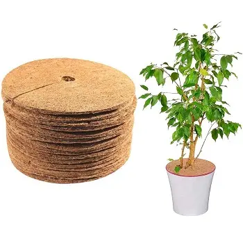 Eco-Friendly Coconut Coir Mulch Mat for Pots & Plants - Moisture, Weed & Slug Control - 100% Biodegradable