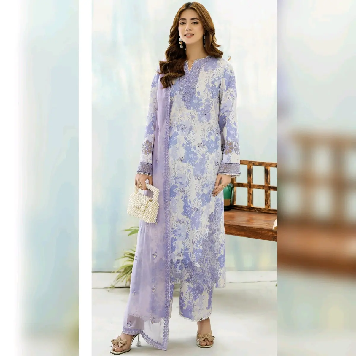 MASAKALI  Ashnaa- Women's Three-piece PRINTED LAWN'24 - embroidered