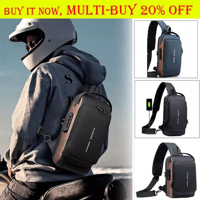 USB Charge Port Sport Sling Anti-Theft Shoulder Bag Crossbody Bag Chest Daypack