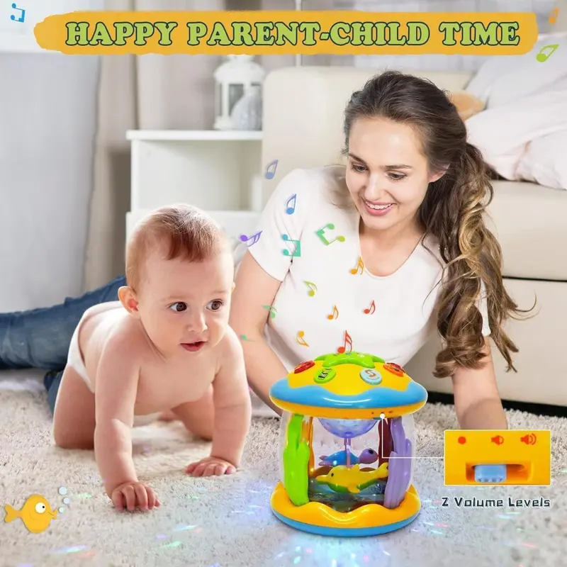 L&Y Baby Toys 6 to 12 Months, Ocean Projector Light Up Toys with Music, Sensory Toys for 1 2 3 Year Old Boys Girls, Musical Toys 12-18 Months Crawling Learning Tummy Time Toys 1st Birthday Gifts 6