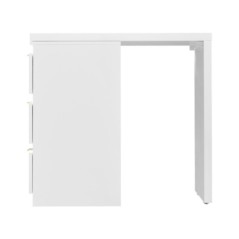 Product Introduction of Dressing Table with Side Table, Bedroom Dressing Tables, Office Table with 6 Drawers, Gold-Plated Handles, Rotating Table Top (180°), Floral Pattern, Shock-Resistant Rounded Corners, White (Without Mirror and Stool) 25