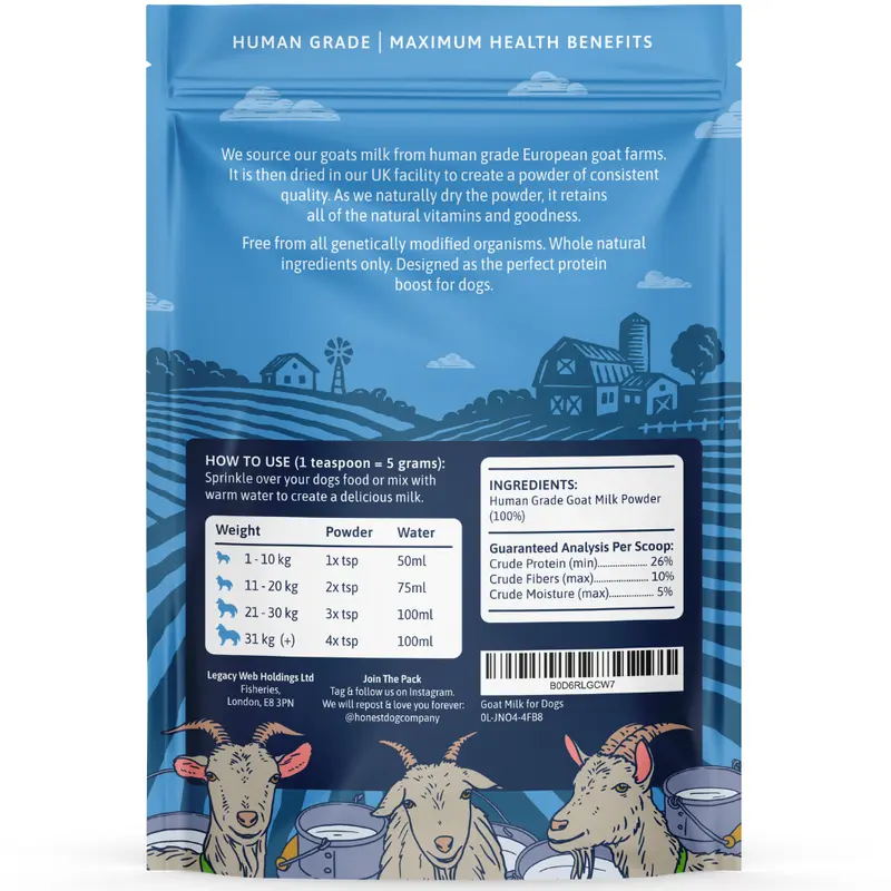 Goats Milk Powder for Dogs (225 Grams, 30 servings) - Rich in Protein and Calcium- For Puppies and Adults - Powdered Goats Milk - Made in the UK 6