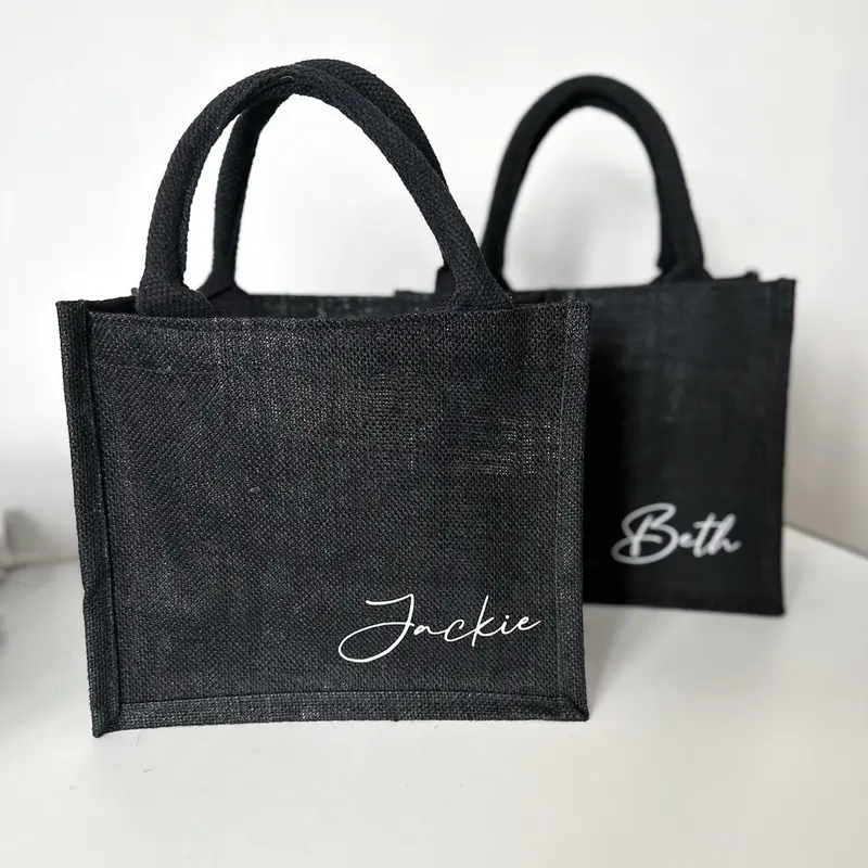 Personalised  Mini Tote Bag, hen do bags, personalised gift, Bridesmaid gifts, jute tote bag, reusable shopping bag, Xmas gift 1