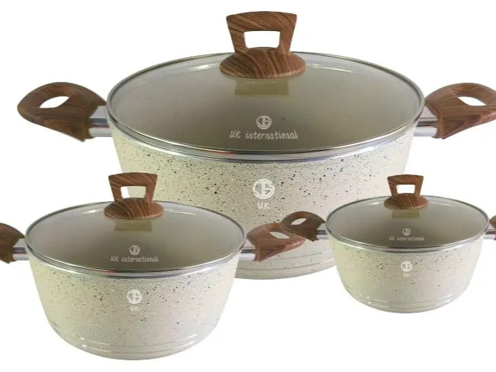 coffee colour 3pots in box packing nonstick induction wooden handle 2