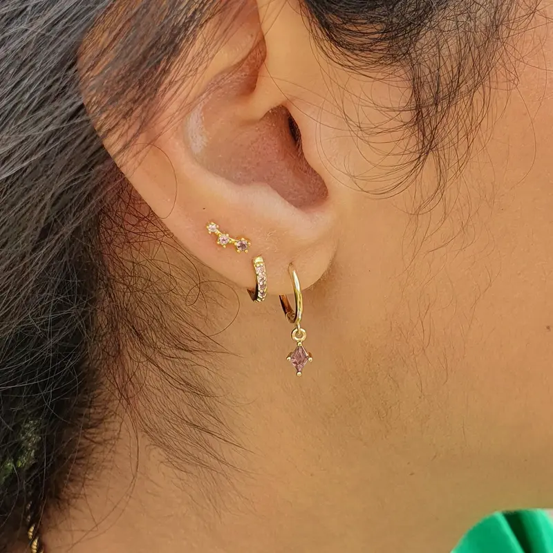 Pink Tourmaline October Birthstone Small Stud Earrings 1