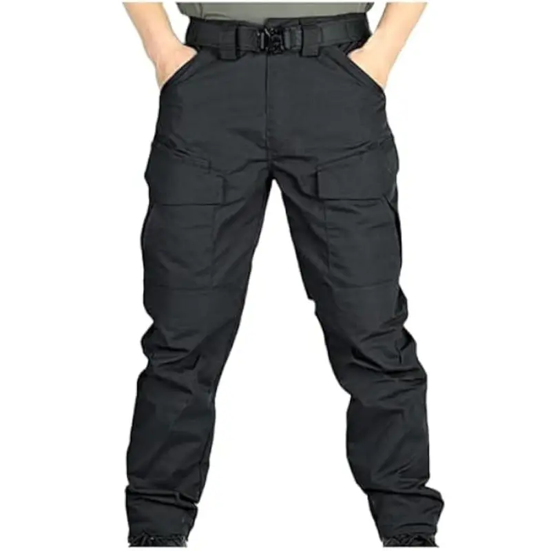 Men's Black Combat Cargo Trouser Pants Multi Pockets Heavy Duty Work Safety Bottoms 1