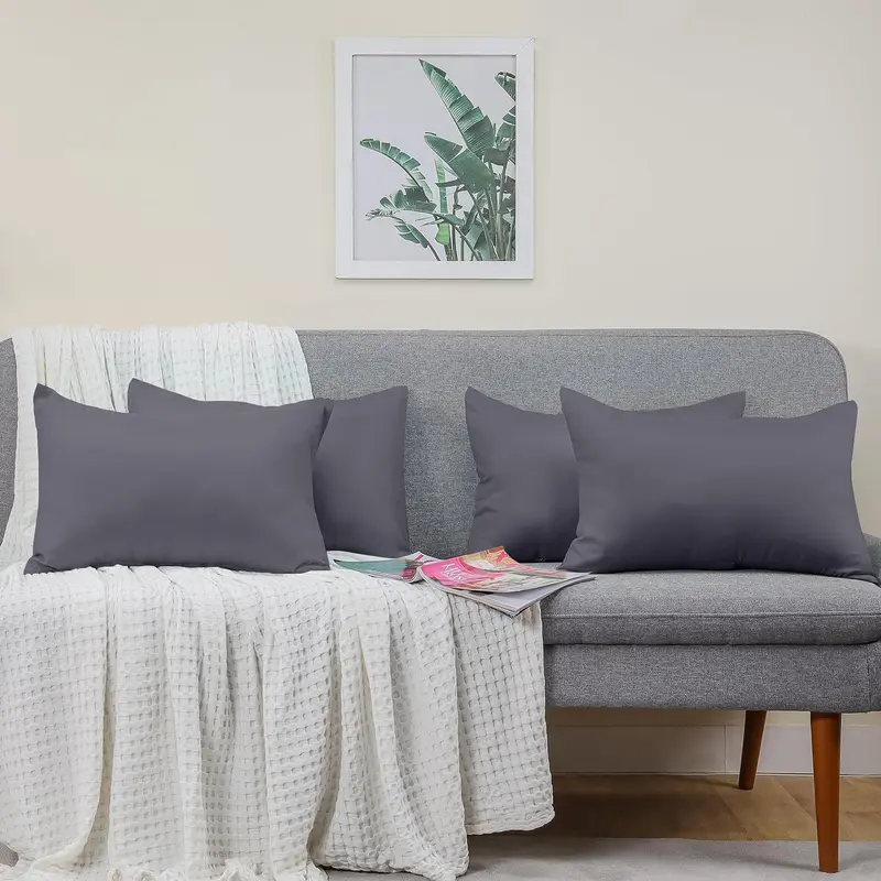 4 Pack Grey Pillow Cases - Standard Size 50x75 cm - 100% Brushed Microfiber - Envelope Closure 4