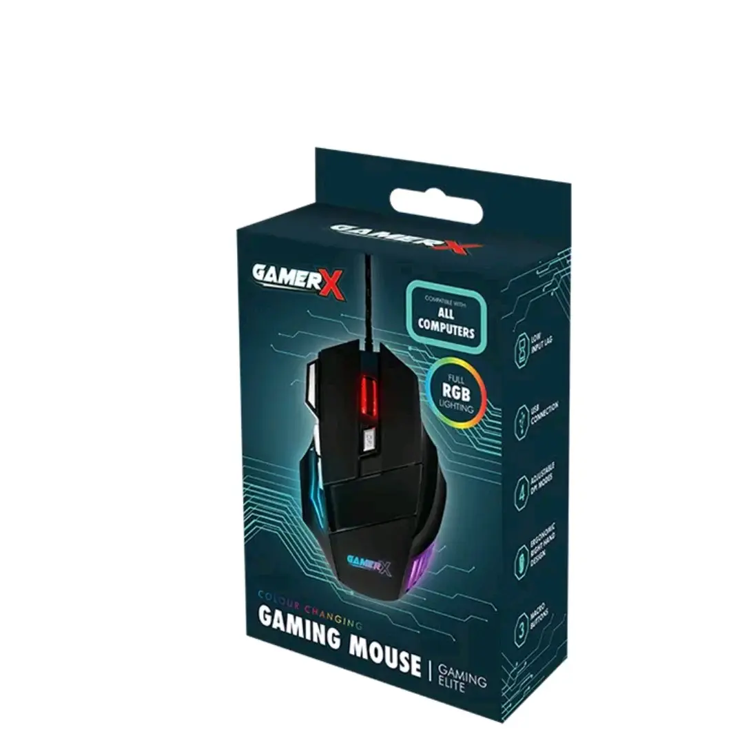 Gaming mouse with slow colour-changing RGB lighting. Wired