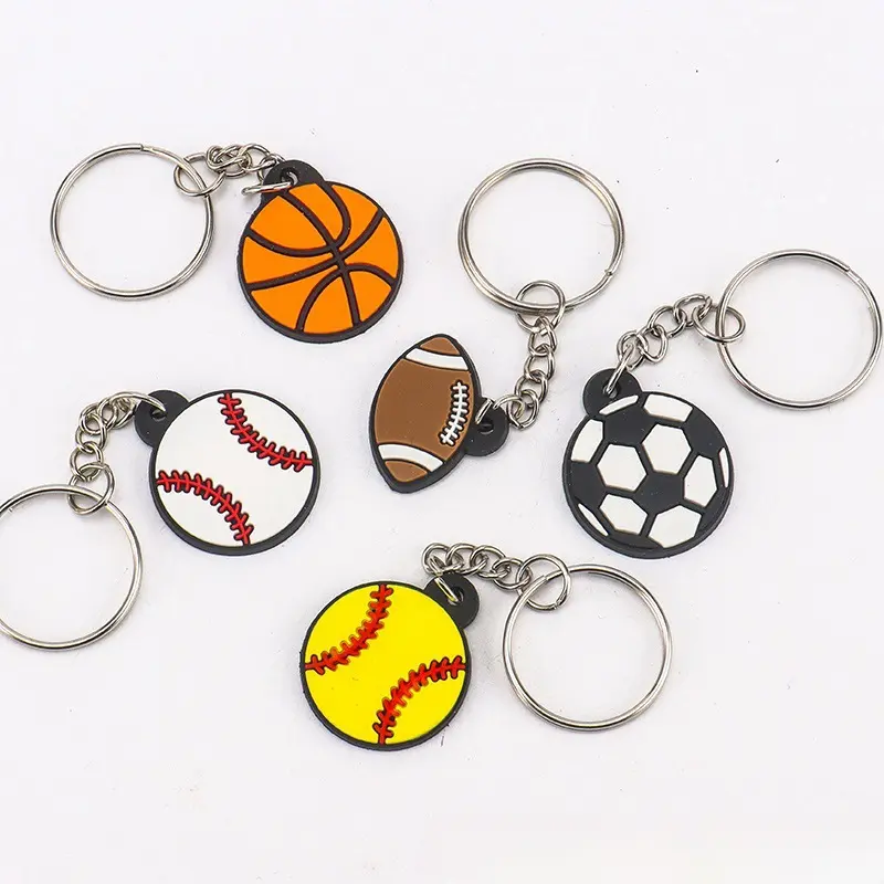 New spot PVC keychain cartoon football pendant creative pendant bag decoration gift key ring