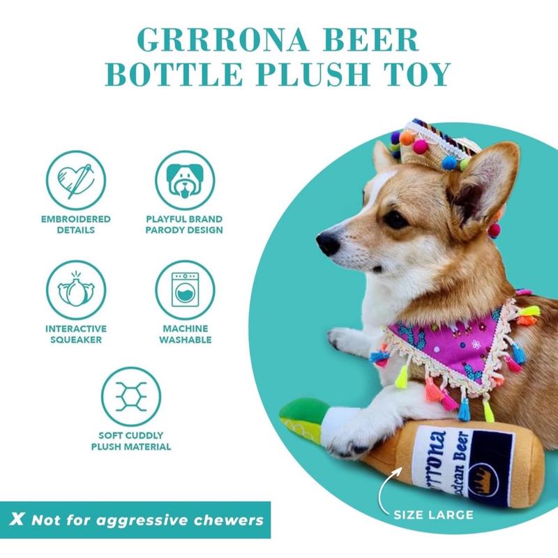 Beer Dog Toys Soft Squeak Chew Plush Toy for Dogs/Cats/Pets dogball squeaky 2