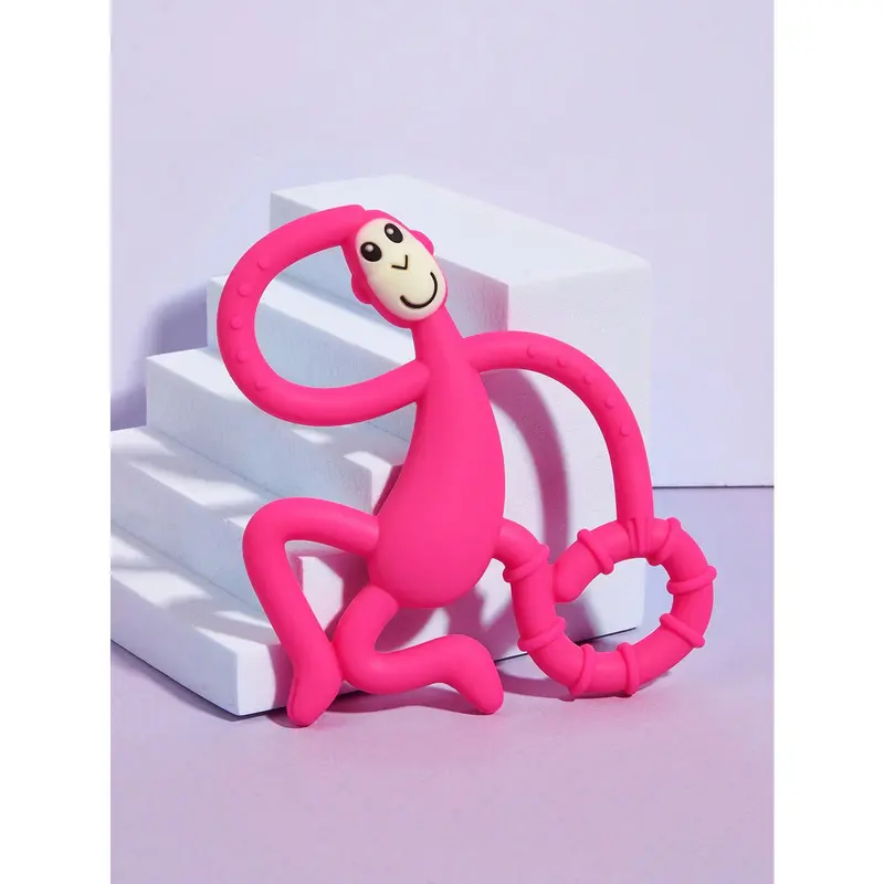 1pc Baby Silicone Teether Baby Teether Dancing Monkey Teether Maternal And Infant Products Biting Joy Baby Gift Rose Red 0