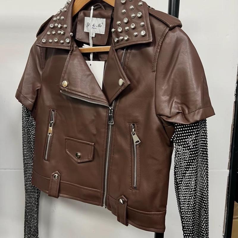 JESSIE Faux Leather Studded Biker Jacket 2