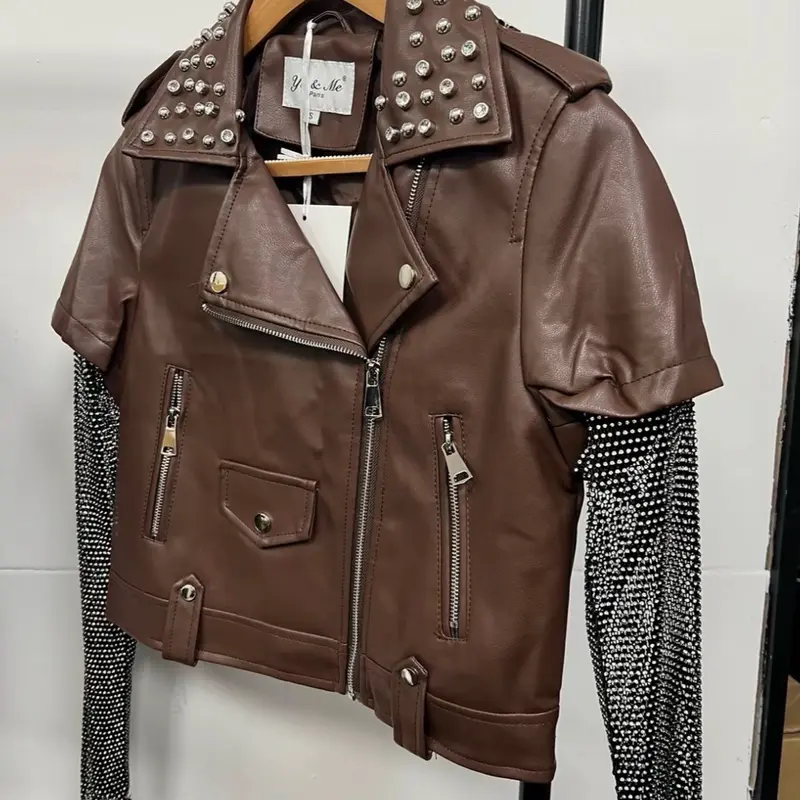 JESSIE Faux Leather Studded Biker Jacket 1