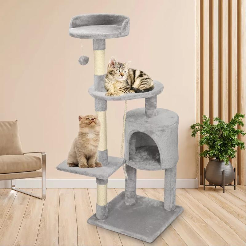 Large climbing tower kitten scratching board 4-layer cat tree activity toy UK 3