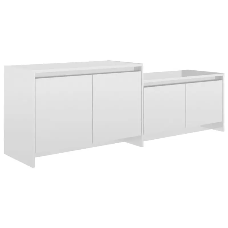 TV Cabinet High Gloss White 146.5x35x50 cm Engineered Wood 1
