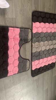Product Review of Hex Stripe Anti Slip 2 Piece Bath Mat & Pedestal Mat Water-absorbent from M**3 0
