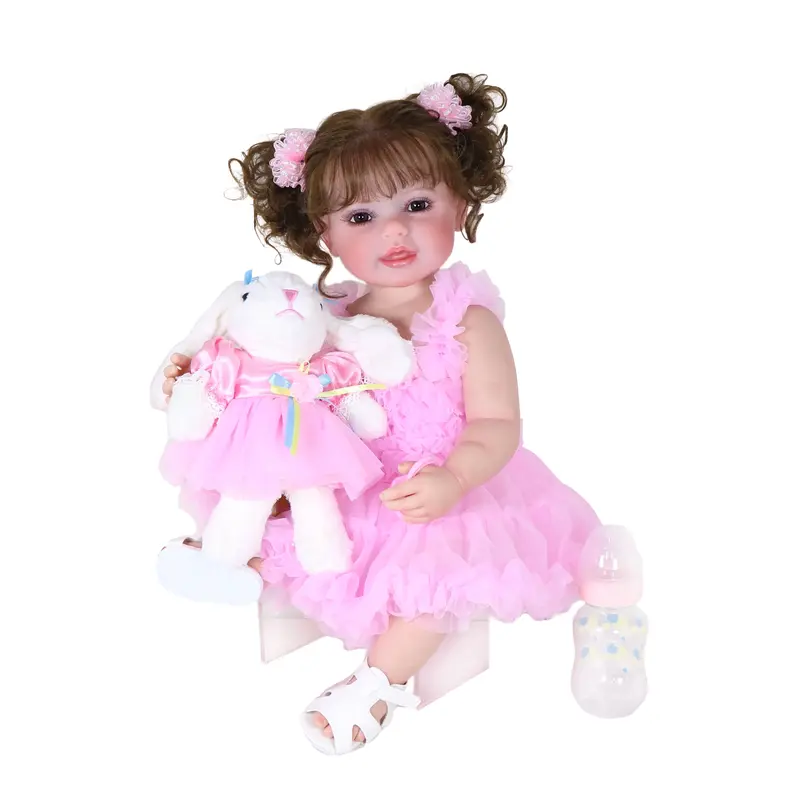 22-Inch Reborn Toddler Girl Doll - 3D Painted Skin, Visible Veins, Soft Full Vinyl Body with Rooted Hair 5