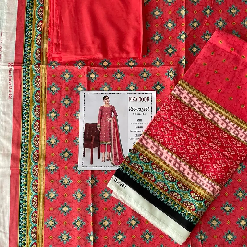 unstitched lawn digital print original fiza noor 3