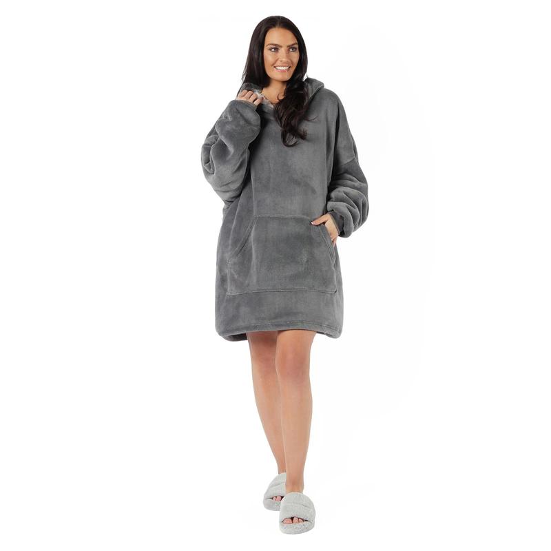 OHS Petite Hoodie Blanket Sherpa Supersoft Warm Fleece Throw Jumper 1