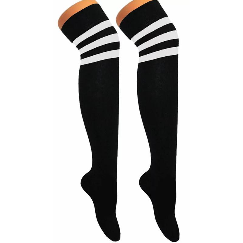 Product Introduction of Over The Knee Thigh High Girls Plain Cotton Lycra Socks Sox Halloween Cosplay Comfort Fabric Fit Striped 11