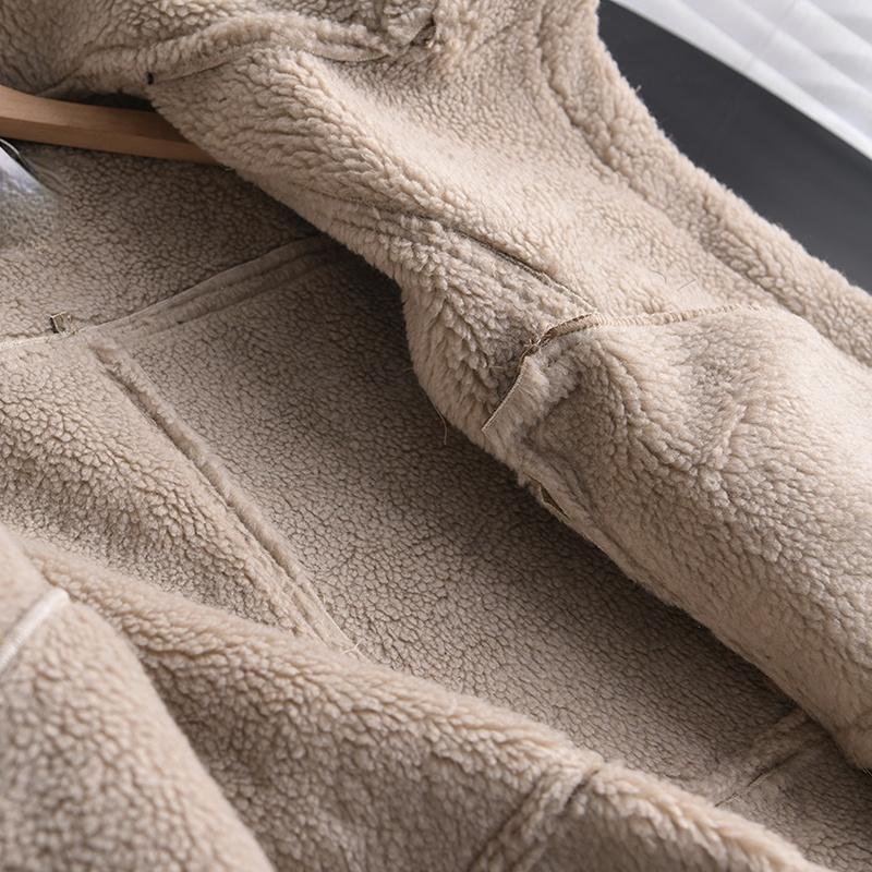 Product Introduction of 2024 Winter Women Thick Warm Suede Lamb Jacket Short Motorcycle Brown Coats Faux Shearling Sheepskin Leather Jackets Outwear 35