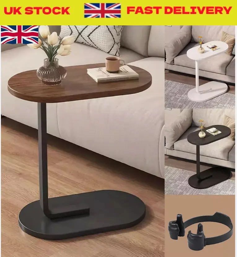 C-Shaped Compact Sofa Side End Table Coffee Laptop Table Living Room Bedroom UK