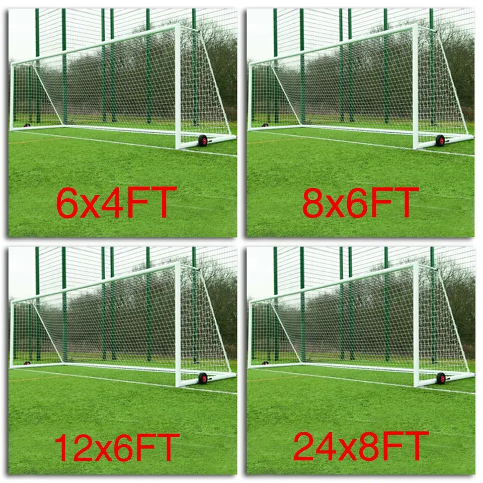White Football Goal Nets - Double Knotted Polypropylene Twine - Multi-Size Options