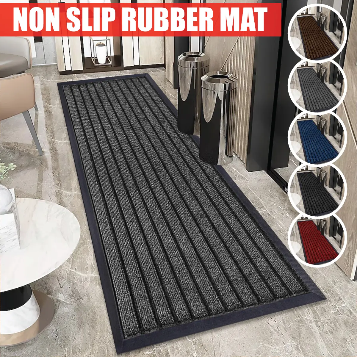 Door Mat For Indoor & Outdoor Washable Large Kitchen Barrier Mat Heavy Duty Non-slip Rubber Back Entrance Rug Shoes Scraper Super Absorbent Front Door Mat Carpet