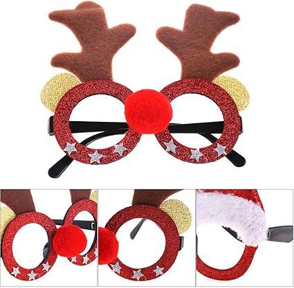 Christmas Glasses to Wear, 6 Pieces Christmas Glitter Party Glasses Fancy Dress Costume Decoration for Kids Adults Masks Pack 3