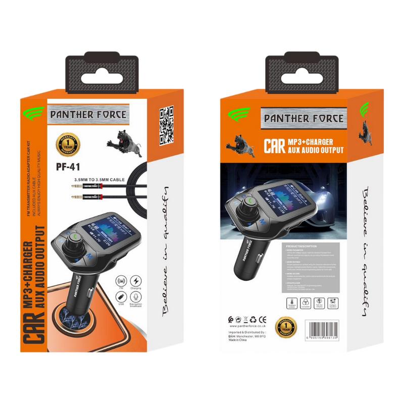Panther Force FM Transmitter - Car MP3 and Charger - 2.4A - Aux Audio Output (A2DP - 4EDR) 1