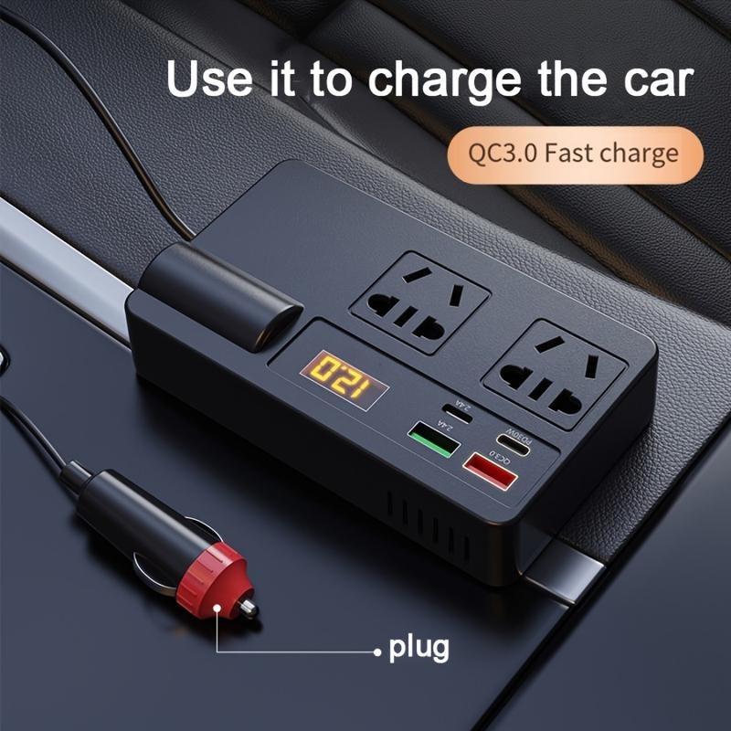 New car inverter 12v 24v to 220V fast charger USB + PD car power socket converter multifunctional electronic 6