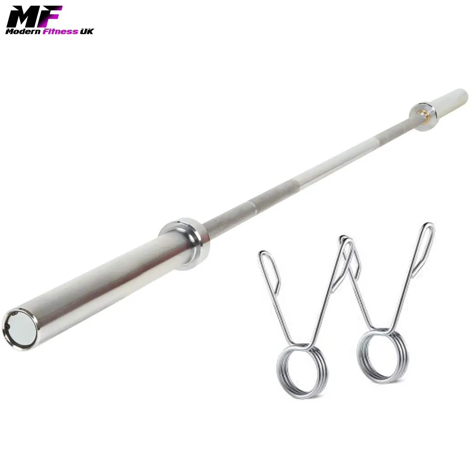 Modern Fitness 6FT Olympic Barbell 12KG with Spring Collars for Weightlifting, Powerlifting, Bodybuilding