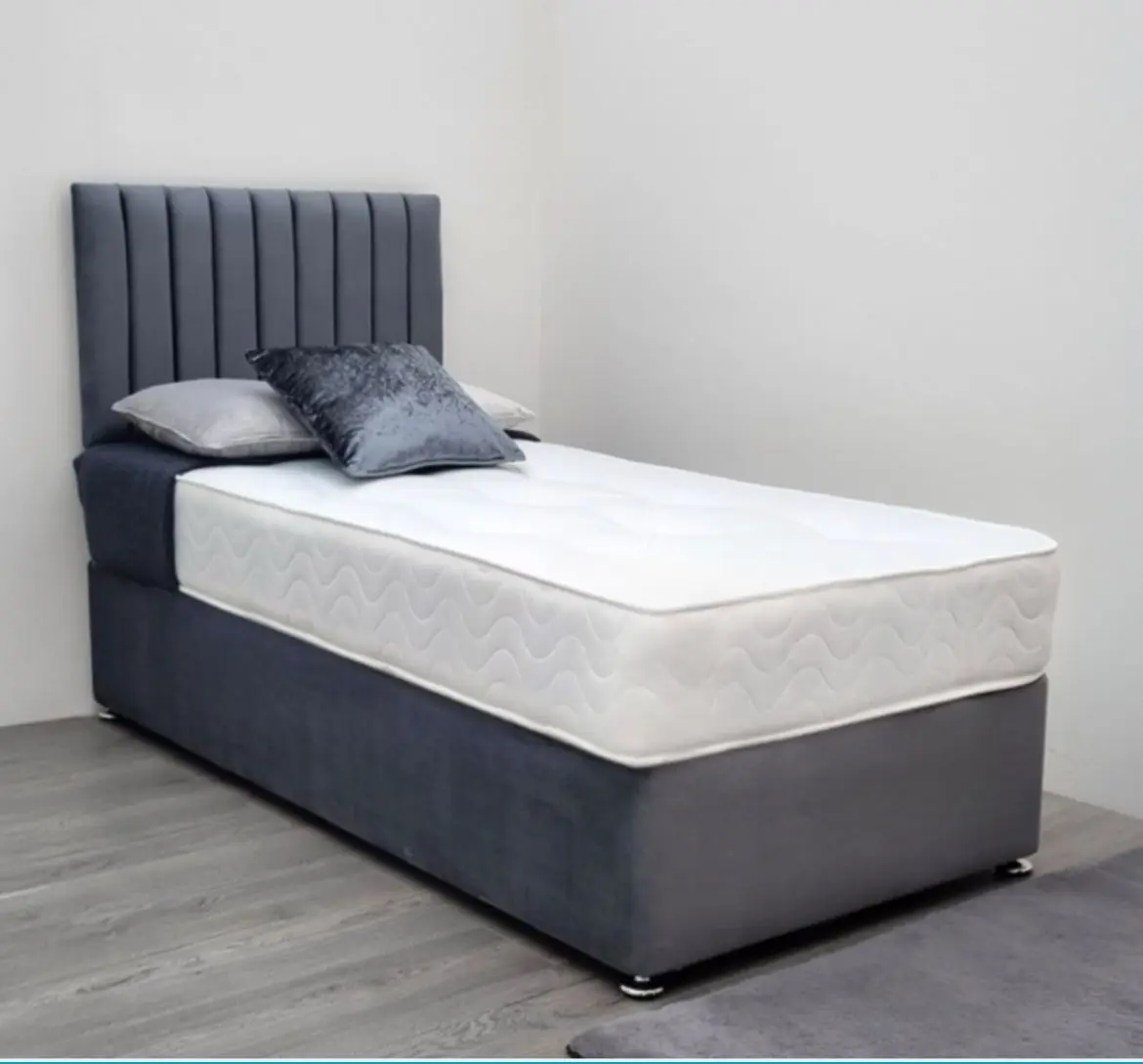Single 3FT Lyon Divan Bed - Elegant Design with Panel Headboard Many Colours Available