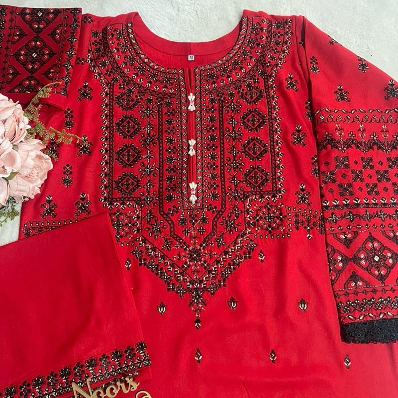 Pakistani suits…Noor’s-Dhanak 2pc co-ord set Emboidery shirt and Embroidered palazo 3