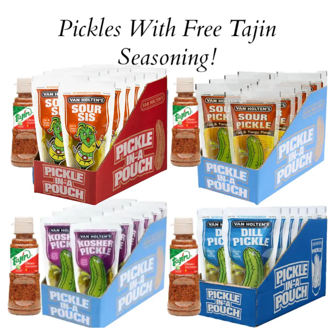 Van Holten's Pickle-In-A-Pouch Pickles Full Case x 12 | Plus Free Tajin Seasoning!