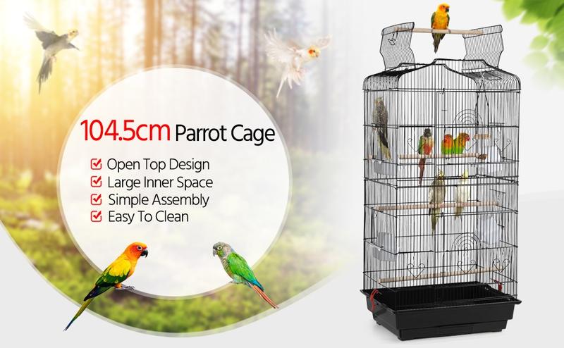 Product Introduction of Metal Bird Cage Parrot Cage for Budgie/Lovebird/Cockatiel/Canary with Open Play Top 104cm Black 1