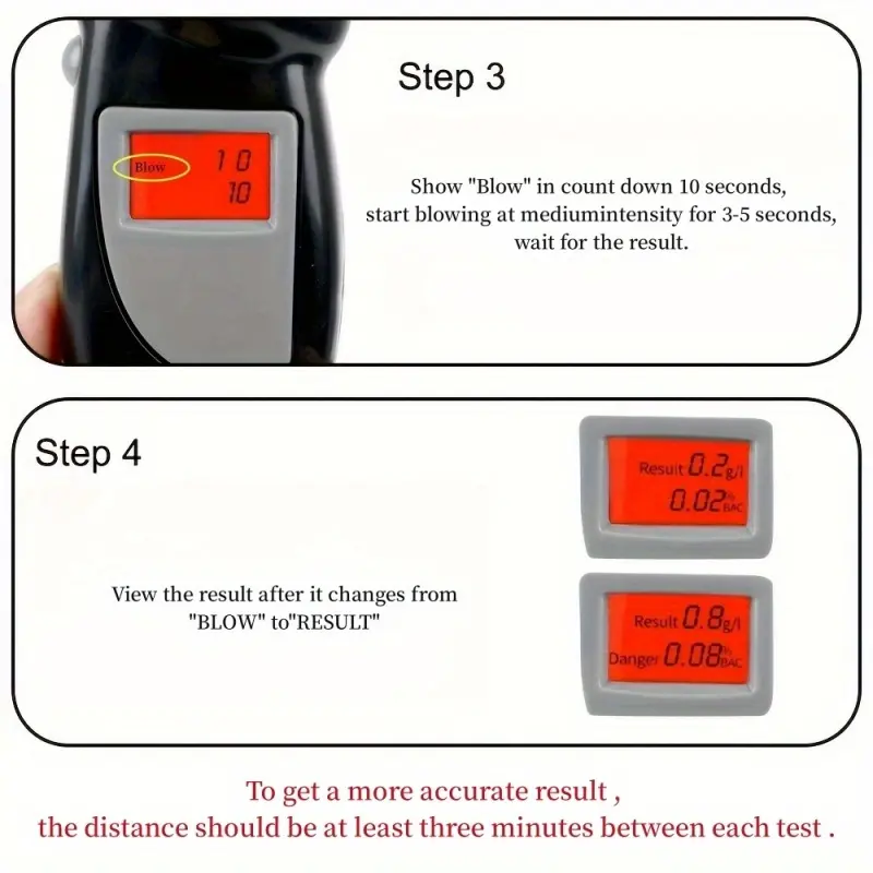Digital Breath Alcohol Tester, Portable Breathalyzer with LCD Display, Universal Fit, High-Accuracy BAC Detector, Quick Response Alcohol Meter - Plastic, Keychain Included (Batteries Not Included) 4