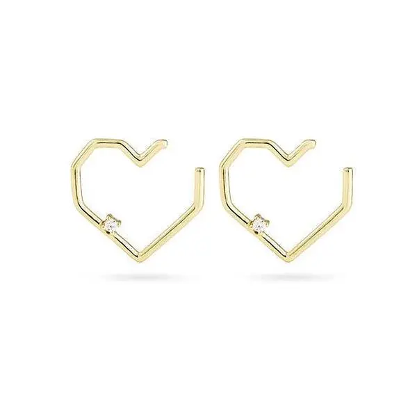 OneWildOne Follow Your Heart Stud Earrings - 925 Sterling Silver with 14k Gold Plating