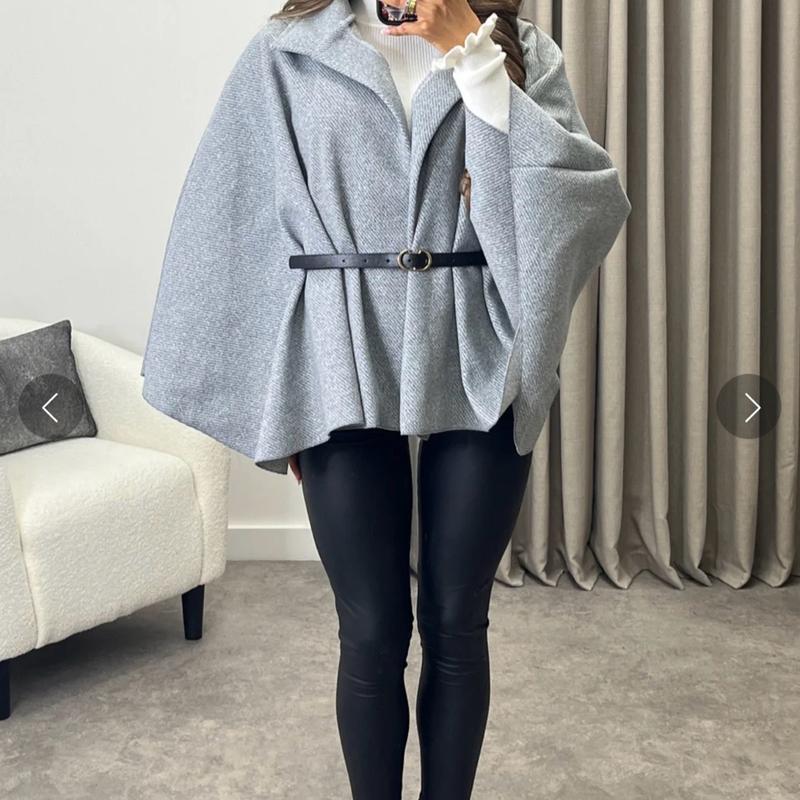 Gracelea striped wool look belted button cape 5