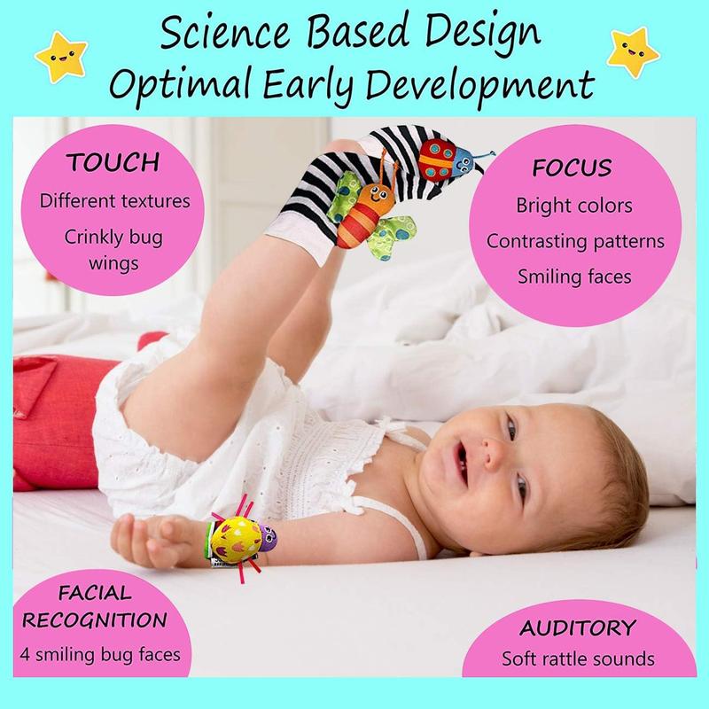 Foot Finders & Wrist Rattles for Infants - Developmental Texture Toys for Babies & Infant - Newborn Toys for Baby Girls Boys - Baby Boy Girl Toys 3