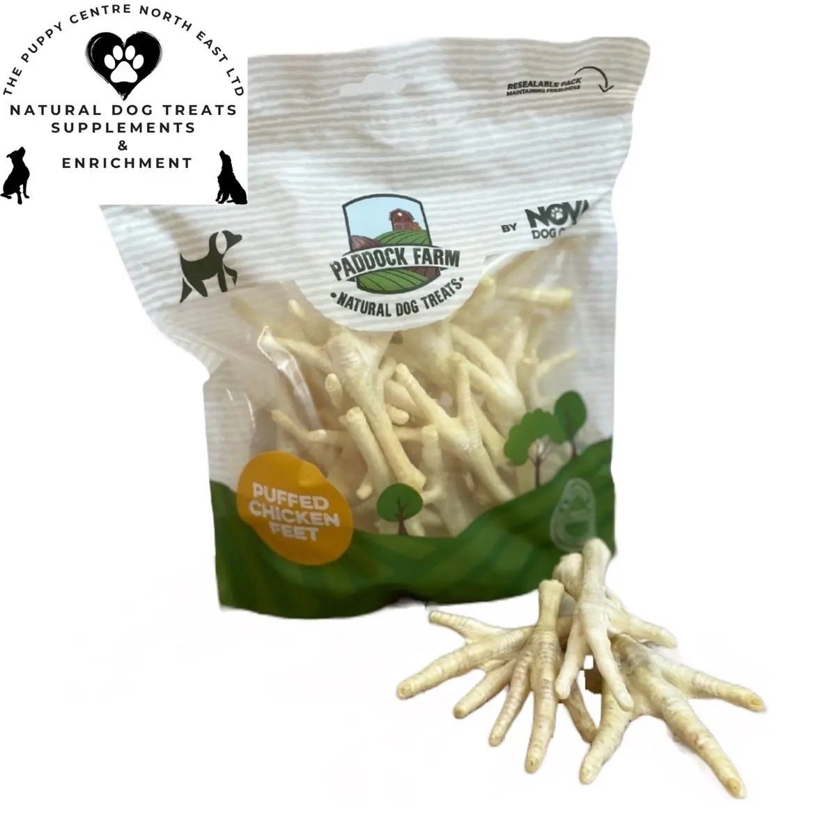 Nova Puffed Chicken Feet For Dogs + Natural Dog Treat+ 250g bag + Dental Chew + Puffed Snack