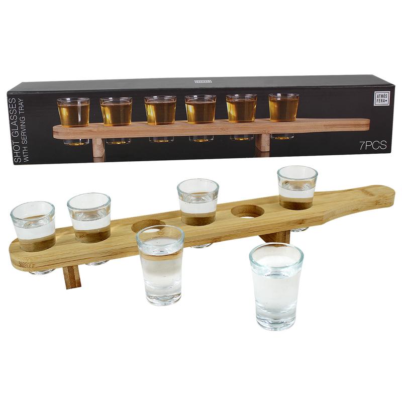 Wooden Drinks Paddle Tray with 6 Shot Glasses, Set of 6 x 40ml Shot Glasses with Serving Tray, Barware, Home Bar, Bar, Shot Glass Serving Board, Drinks Serving Board, Stylish Utensils 4