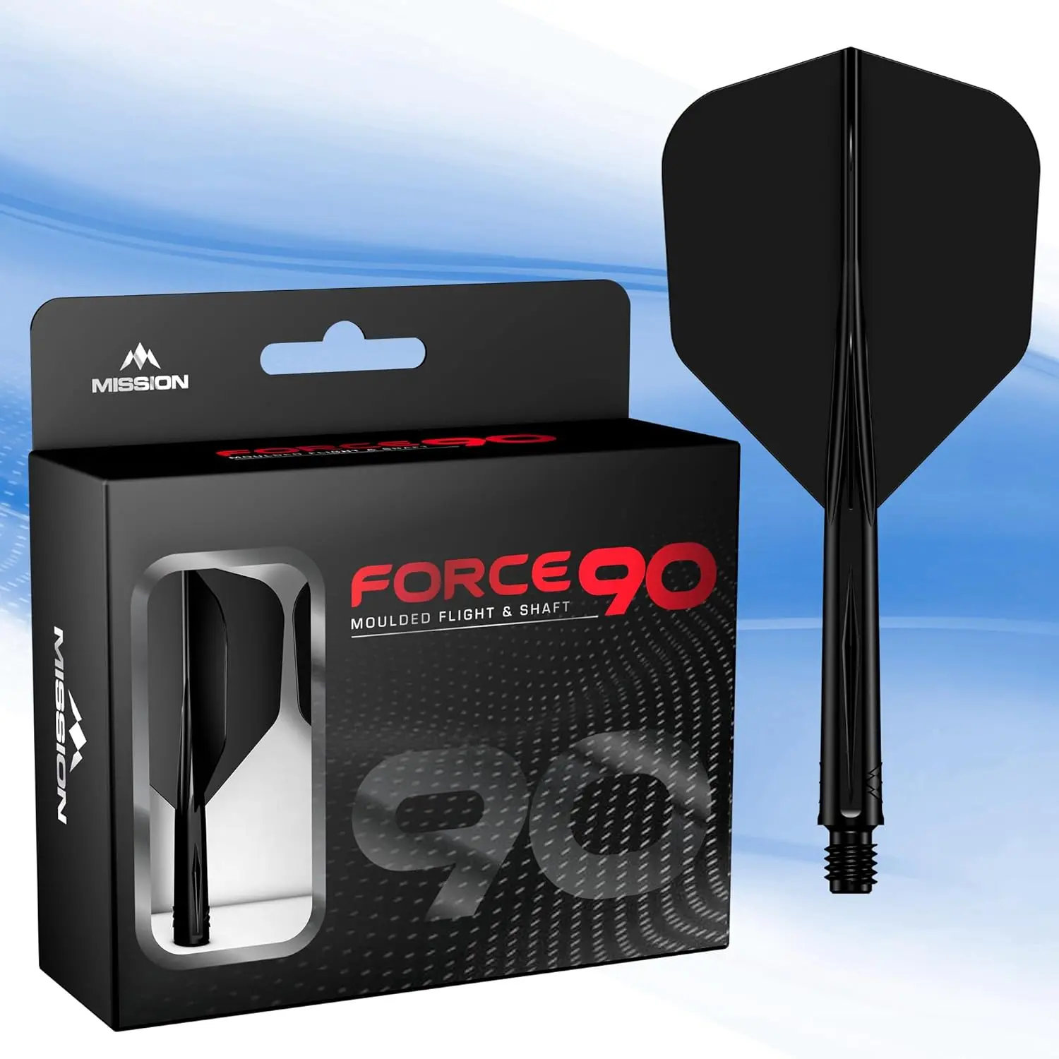Mission Darts Force 90 | Integrated Precision Moulded Dart Flight And Shaft System, Pack of 3 Professional Highly Durable 2-In-1 Combined Dart Flights And Stems | Standard No.6