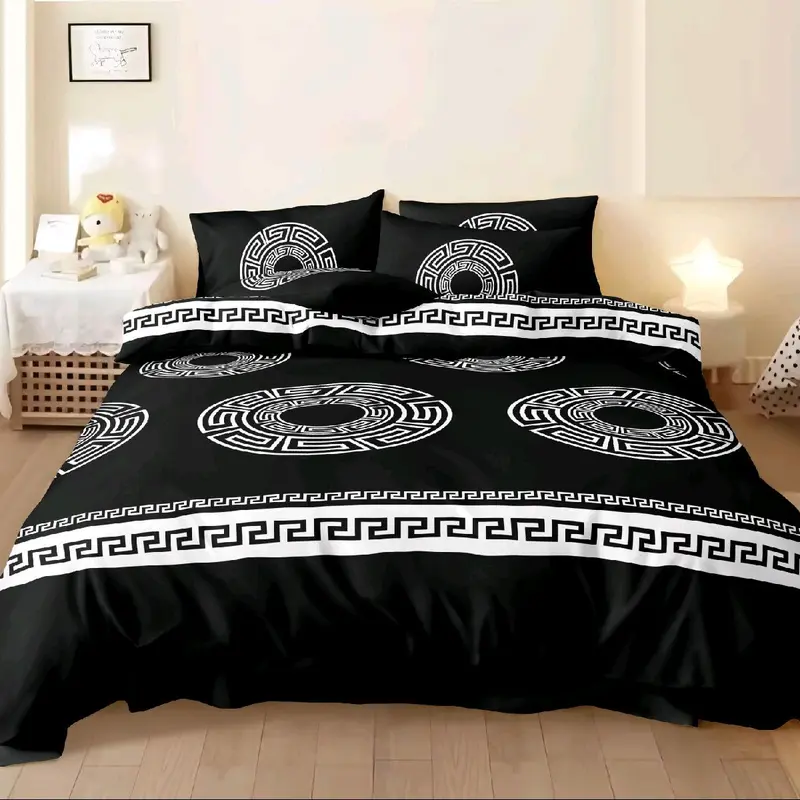 Classic 4-Piece Greek Complete Bedding Set - Duvet Cover, Fitted Sheet & Pillowcases 3