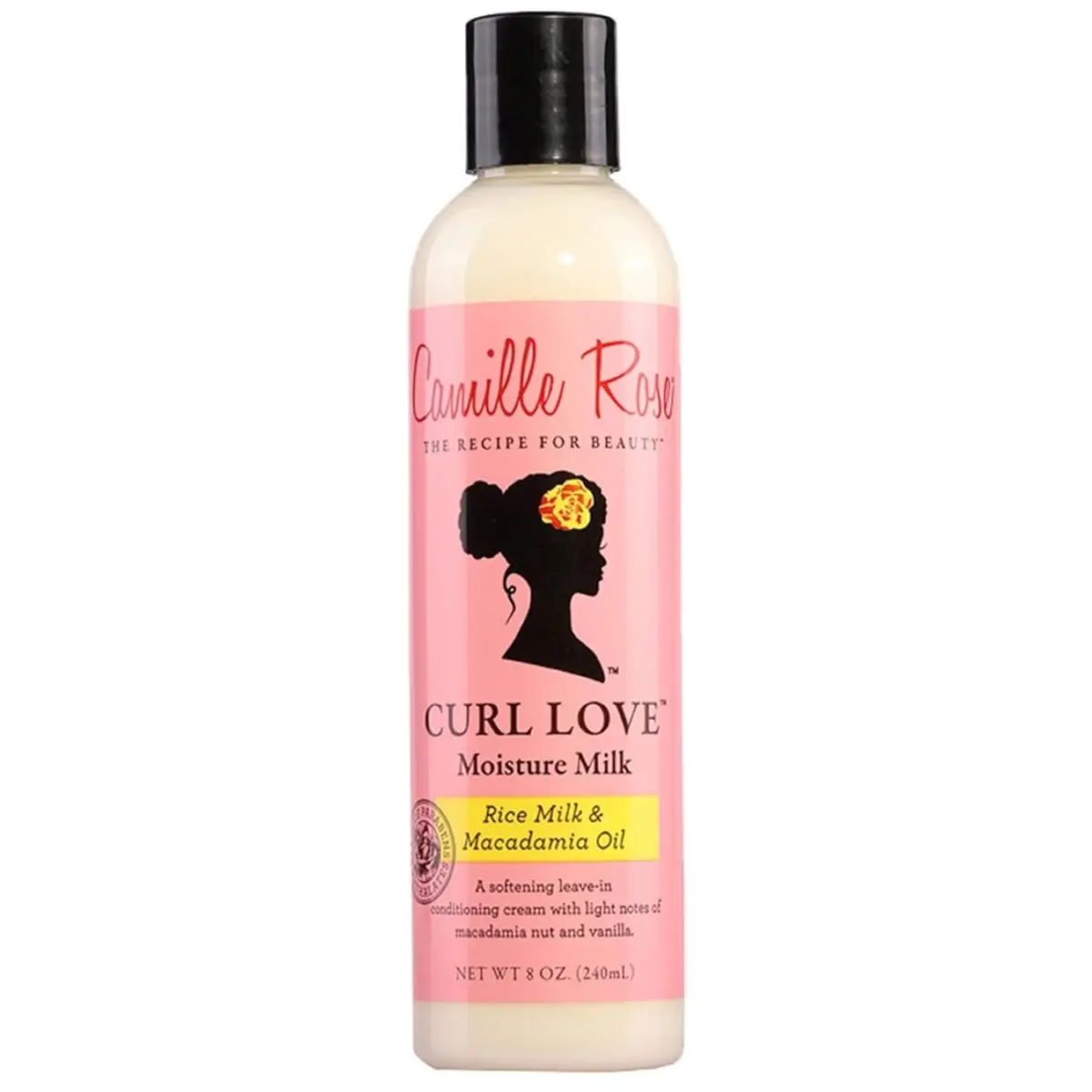 Camille Rose Curl Love Moisture Milk, Leave-In Conditioning Cream for Curls and Coils, Nourish and Strengthen, Macadamia Nut & Vanilla, 240 ml (Pack of 1) Conditioner Fragrance Haircare Lightweight Shampoo Aloe Avocado Daily Nourishing Comfort Scented