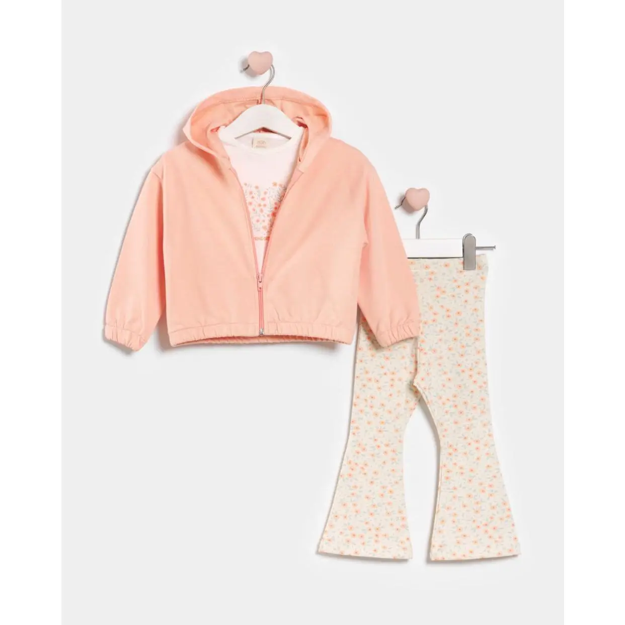 Spring Blossom Tracksuit Set with Flared Trousers