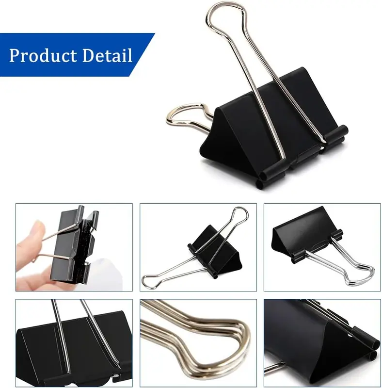10PCS Large Foldback Binder Clips - 51mm Metal Black Bulldog Clips for Office Home Supplies 3