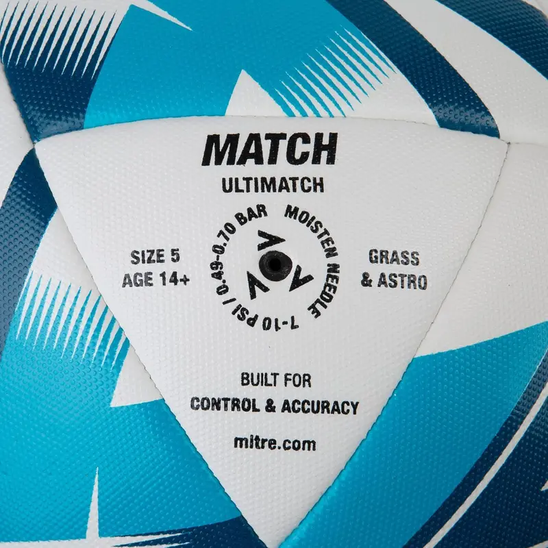 Ultimatch Football, Enhanced Control, Extra Durability, Added Accuracy, Ball, White/Blue, 4 3