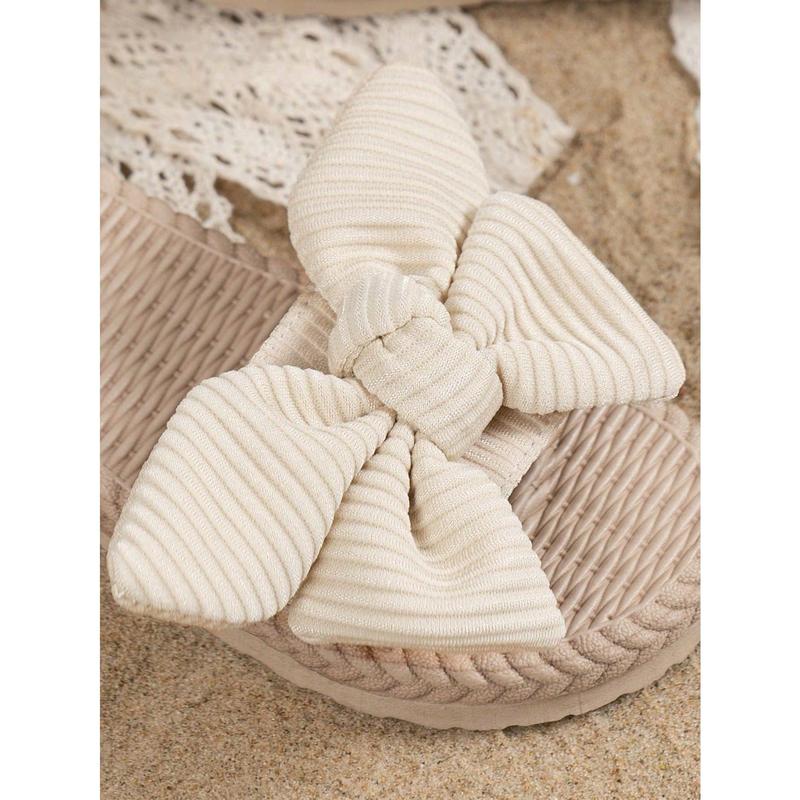1pair Lightweight Fashionable Bowknot Girls' Beach Slippers, Simple Style 5